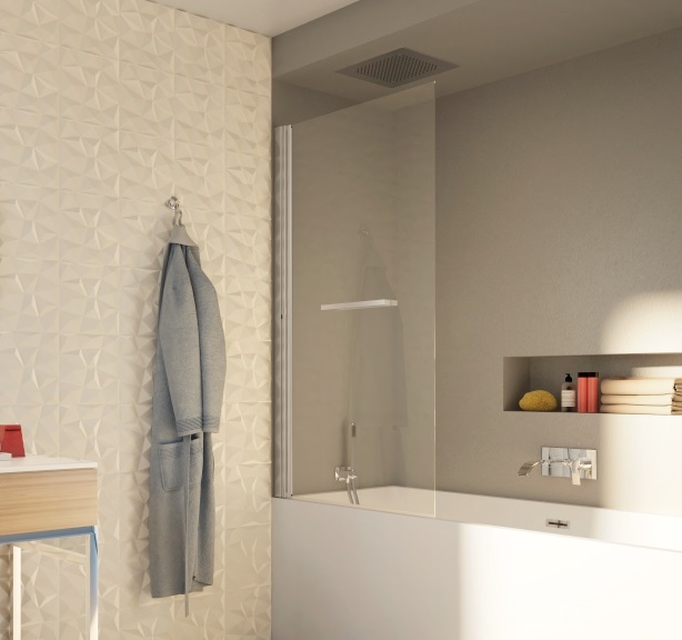 pare bain 1 volet avec porte serviettes