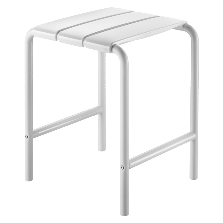 TABOURET ALU EPOXY BLANC A LATTES PLASTIQUE DELABIE